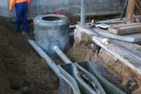 Flumes and drainage  being installed